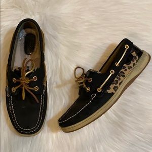 Sperry black & gold cheetah print